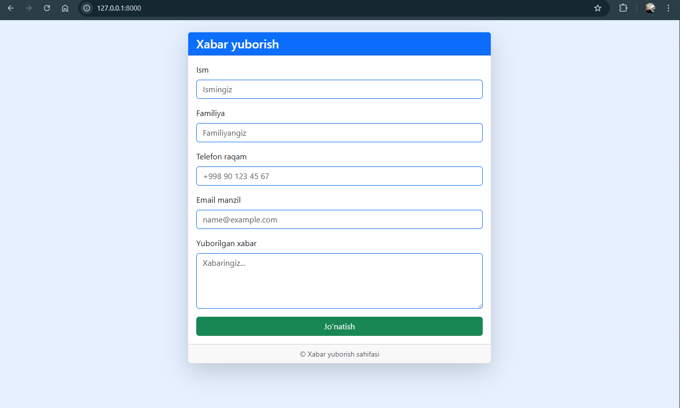 Contact Form project